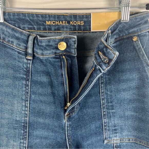 NWT MICHAEL KORS SELMA CROPPED FLARE HIGH-RISE Jeans LAKEBLUEWSH QS4905NE9Z Sz 6 - Picture 12 of 13
